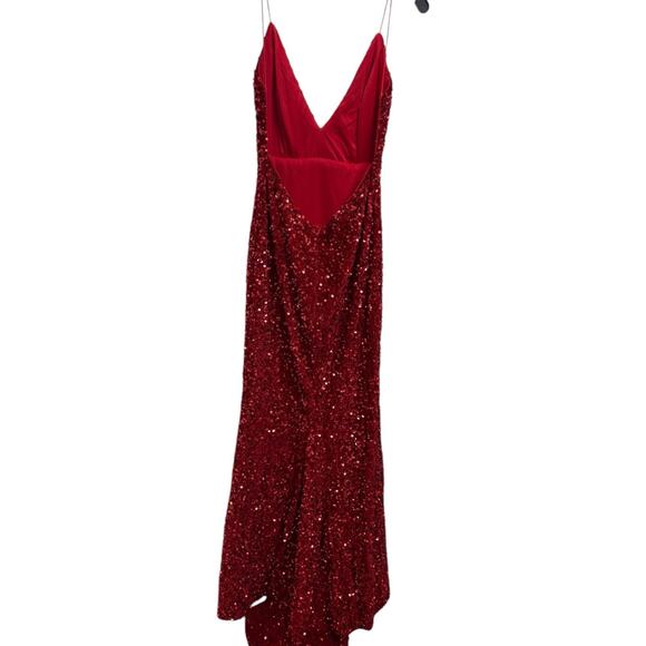 Alglist Red Sequin and Velvet Formal Dress Size Large Prom - Picture 2 of 4
